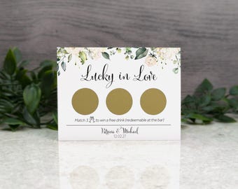 White Floral Personalised Drinks Voucher Scratch Off Cards