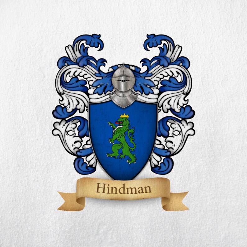 Hindman Family Crest Print Etsy