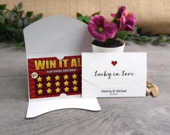 Lucky in Love Scratch Card Holders for Wedding Favours Wallet