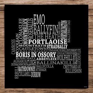 Laois - Typografische Karte von County Laois, Irland (Digitaler Download)