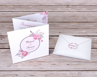 Pink Floral Circle Tri-Fold Wedding Invitation