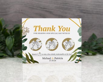 Geometric-Leaf Personalized Drinks Voucher Scratch Off Cards