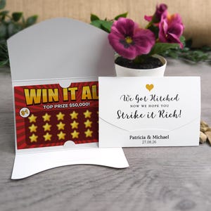 Porte-cartes à gratter personnalisés utilisés comme cadeaux de mariage pour les billets de loterie à gratter