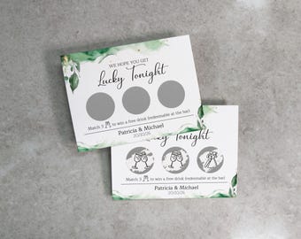 Personalised Drinks Voucher Scratch Off Cards Green Watercolor
