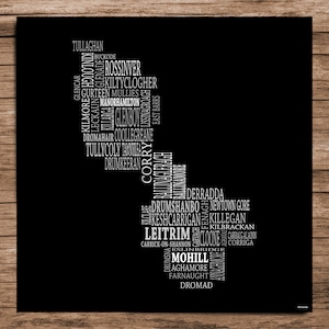 Leitrim - Typografische Karte der Grafschaft Leitrim, Irland (Digitaler Download)