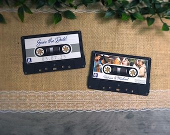 Cassette Tape Styled Wedding Invitation/Save the Date: Music Themed Wedding
