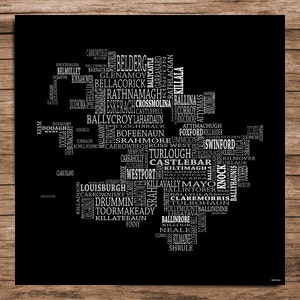 Mayo - Typografische Karte der Grafschaft Mayo, Irland (Digitaler Download)