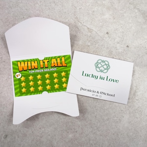 Celtic Knot Scratch Card Holder Wedding Favour Lottery Ticket envelope We tied the Knot Scratch off holder Scratchie Envelope Wallet