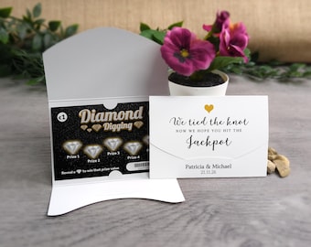 Scratch Card Holder. Wedding Favour. Lottery Ticket envelope. Personalised Favor. We tied the Knot. Scratch off holder. Scratchie Envelope