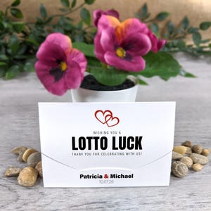 Wishing you a lotto luck scratch card holders used for wedding favours