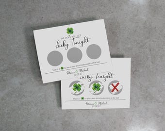 Lucky Clover Personalised Drinks Voucher Scratch Off Cards