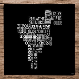 Carlow - Typografische Karte der Grafschaft Carlow, Irland (Digitaler Download)