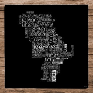 Antrim - Carte typographique du comté d'Antrim, Irlande (Téléchargement numérique)