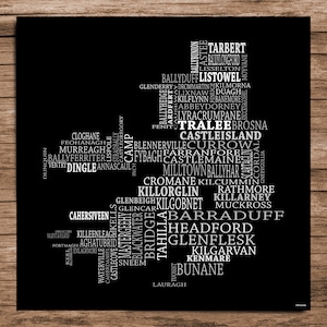 Kerry - Typografische Karte von County Kerry, Irland (Digitaler Download)