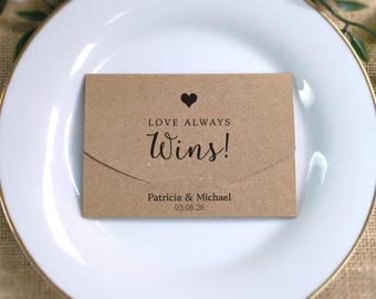 Personalized Wedding Favor Scratch Card Holder, Lottery Ticket Envelope Wallet