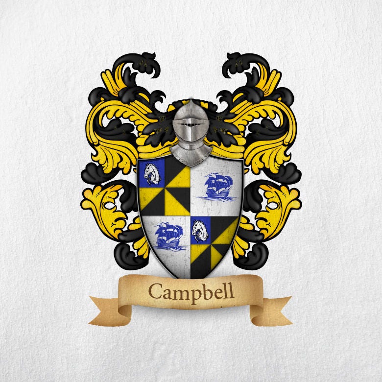 Campbell Family Crest Print Etsy