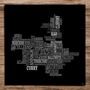 Sligo - Typografische Karte von County Sligo, Irland (Digitaler Download)