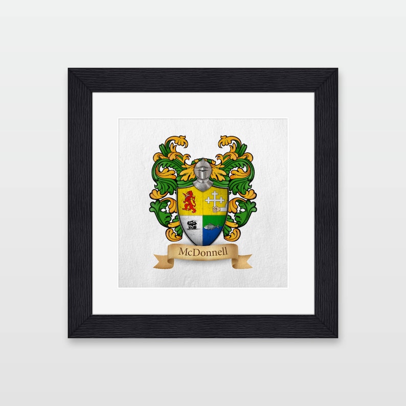 Irish Origin McDonnell family coat of arms framed print