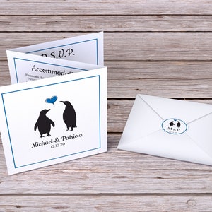 Pinguin Themed Tri-Fold Hochzeitseinladung