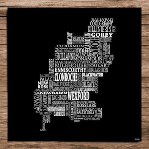 Wexford - Typografische Karte von County Wexford, Irland (Digitaler Download)