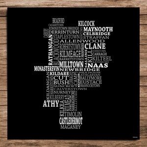 Kildare - Typografische Karte von County Kildare, Irland (Digitaler Download)