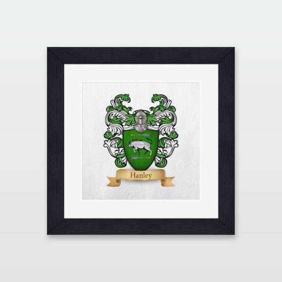 Hanley family coat of arms framed print. Etsy