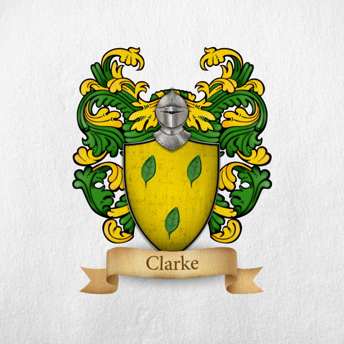 Clarke irish Origin Family Crest Print Etsy