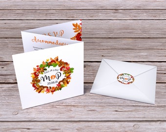 Autumn/Fall Themed Tri-Fold Wedding Invitation