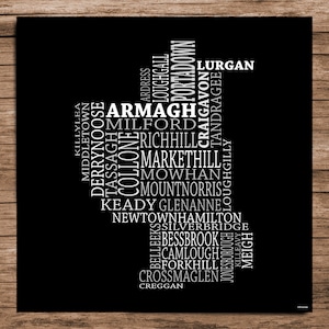 Armagh - Carte typographique du comté d'Armagh, Irlande (Téléchargement numérique)