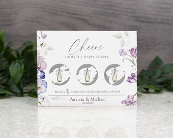 Watercolor Floral Personalised Drinks Voucher Scratch Off Cards