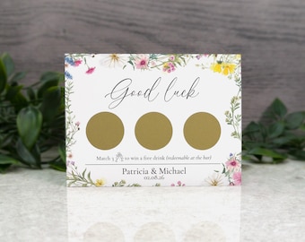 Pastel Floral Personalised Drinks Voucher Scratch Off Cards