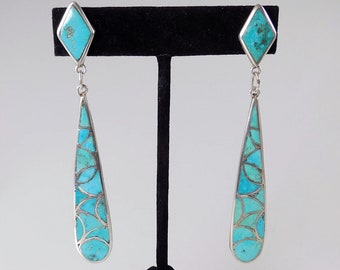 Mixed Turquoise Mosaic Star Inlay Post Earrings