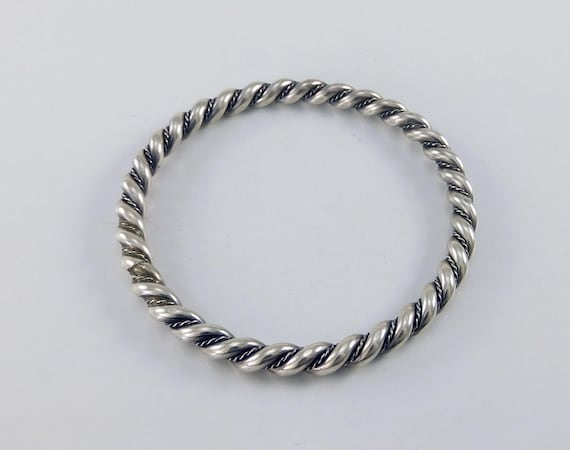 Sterling Silver Rope Full Circle Bangle Bracelet - image 1