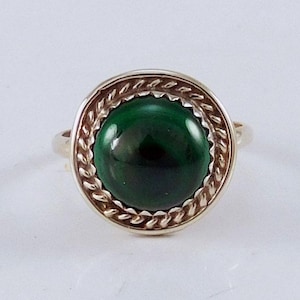 Malachite and Silver Pinky Ring Vintage Navajo Jewelry