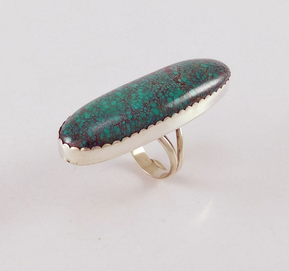 Large Turquoise Silver Statement Ring - image 1