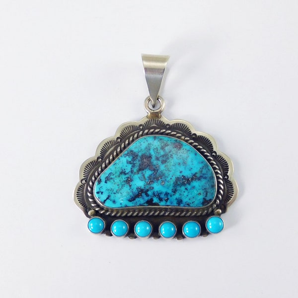 Candelaria Turquoise Silver Pendant or Enhancer