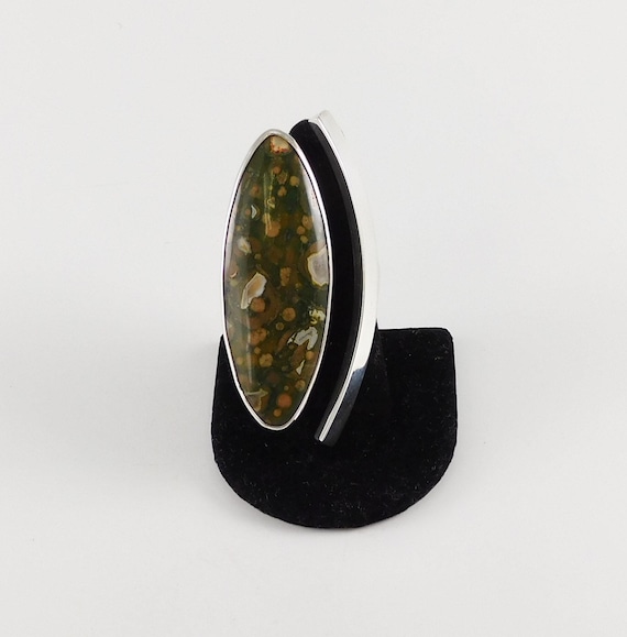 Silver Statement Ring by Marvin Slim Ocean Jasper - image 1