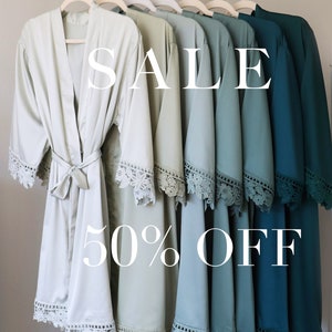 Sage green Bridesmaid Robes, Eucalyptus Bridal Party Getting Ready Robes for Bridesmaids