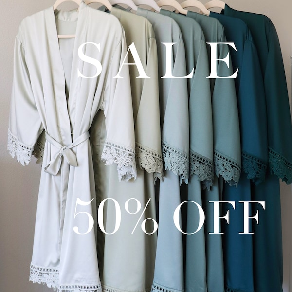Sage green Bridesmaid Robes, Eucalyptus Bridal Party Getting Ready Robes for Bridesmaids