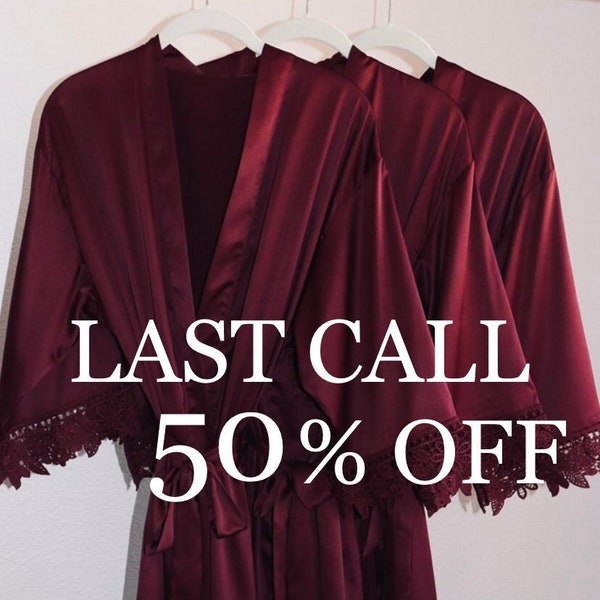 Burgundy bridesmaid robes - Cabernet bridal party robes - Sangria bridesmaid robes - Burgundy satin robes - Wine wedding robes