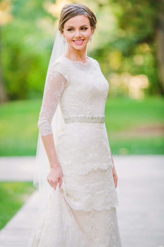 wedding dress beaded belt thin crystal bridal belt, narrow wedding belt, ROMANCE style 21019 Fitted ( all around beading) / waist 33”
