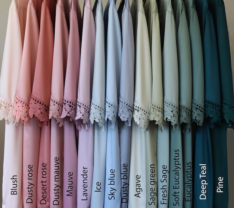Sage green Bridesmaid Robes, Eucalyptus Bridal Party Getting Ready Robes for Bridesmaids image 10