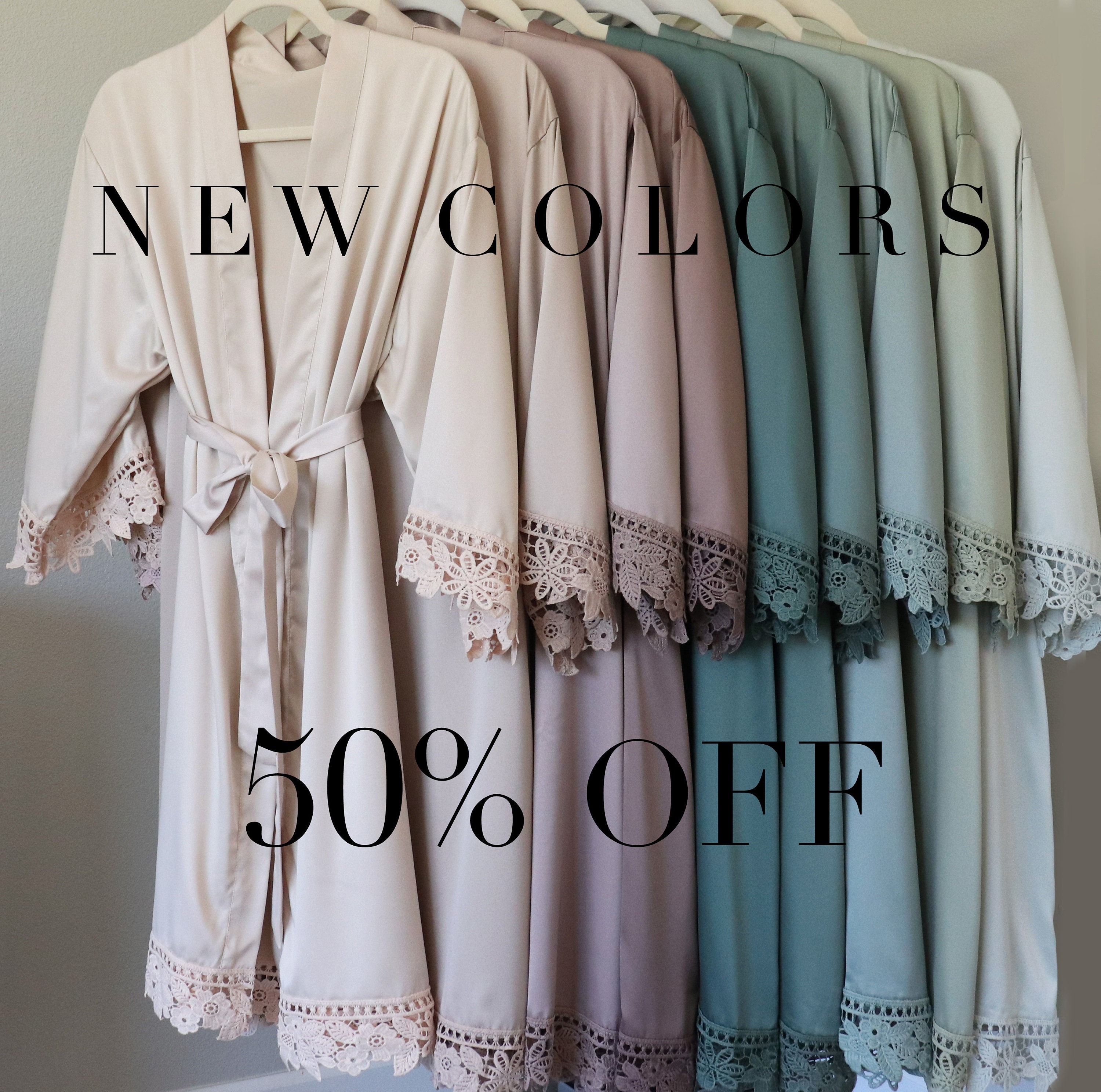 Taupe Lace Satin Bridesmaid Robes, Brown Wedding Robes for Bridesmaids ...