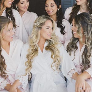 Sage green Bridesmaid Robes, Eucalyptus Bridal Party Getting Ready Robes for Bridesmaids image 13