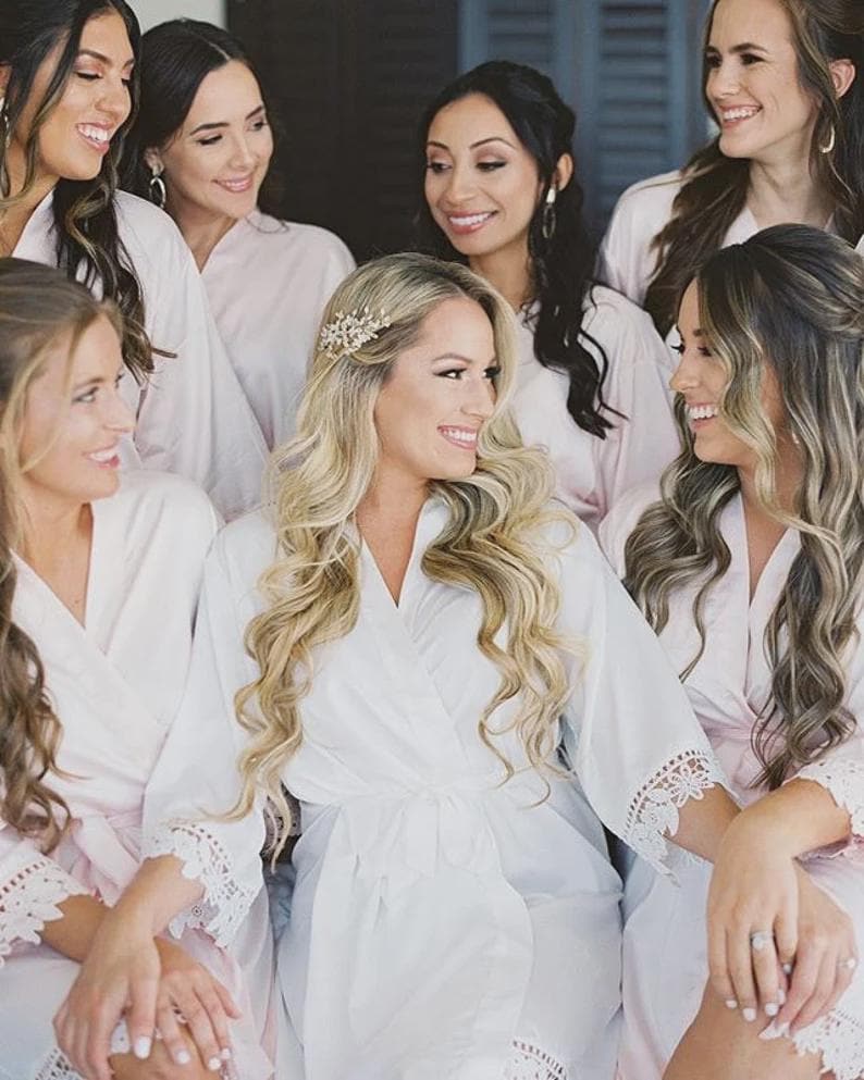 Sage green Bridesmaid Robes, Eucalyptus Bridal Party Getting Ready Robes for Bridesmaids image 13