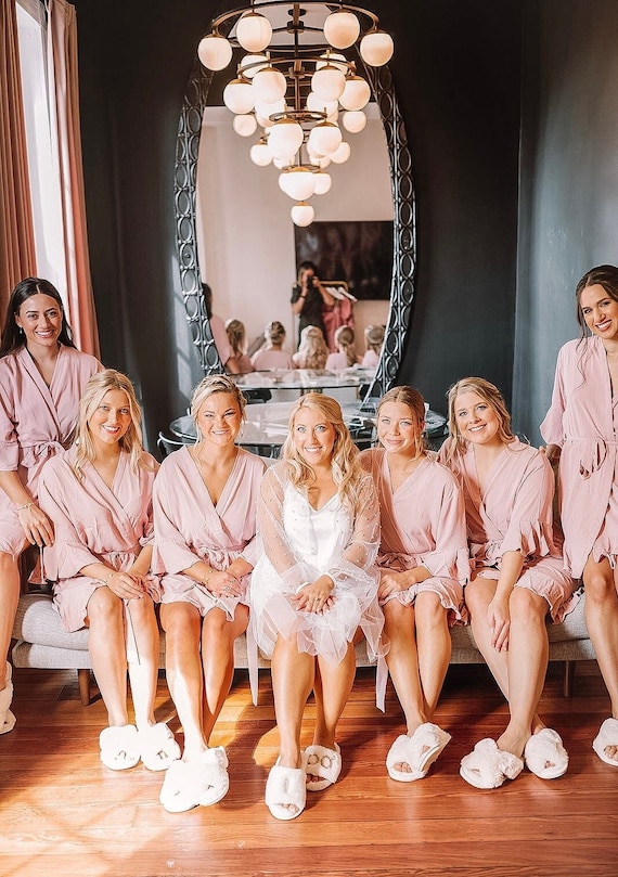 Dusty Rose Bridesmaid Robes - Ruffle Bridal Party Robes For Bridesmaids