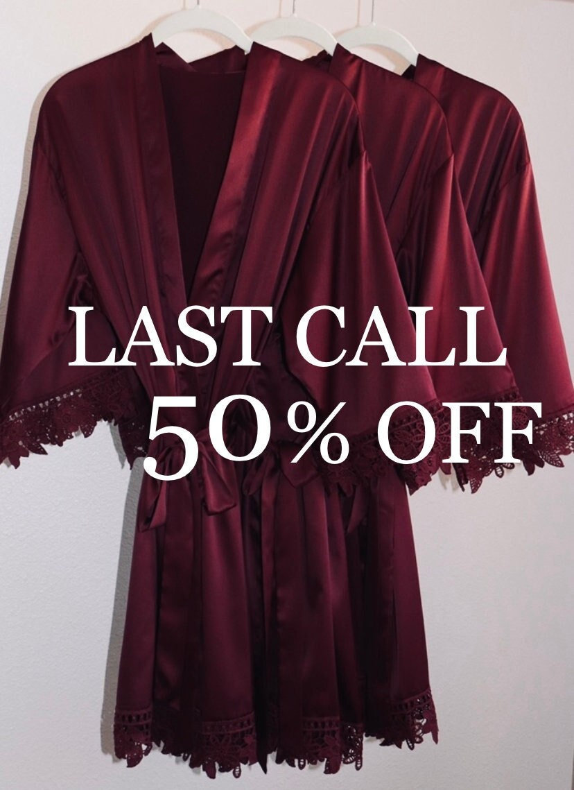 Burgundy bridesmaid robes - Cabernet bridal party robes - Sangria bridesmaid robes - Burgundy satin robes - Wine wedding robes