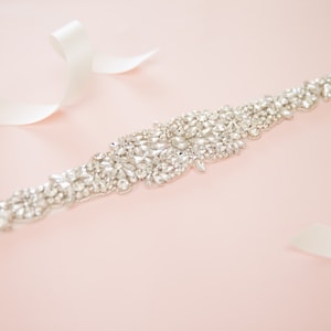 Crystal Bridal Sash - Rhinestone Wedding Belt, Ivory Ribbon