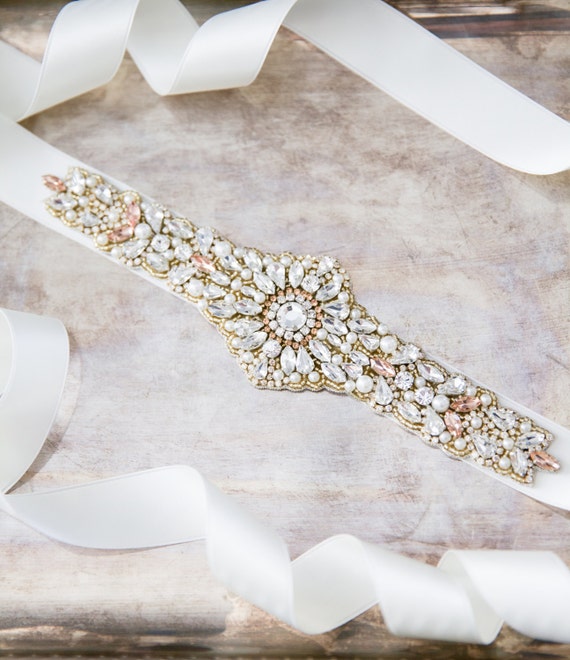 Hand Beaded Wedding Sash Geometric beaded wedding sash SB170690 – Nestina Accessories main image 3
