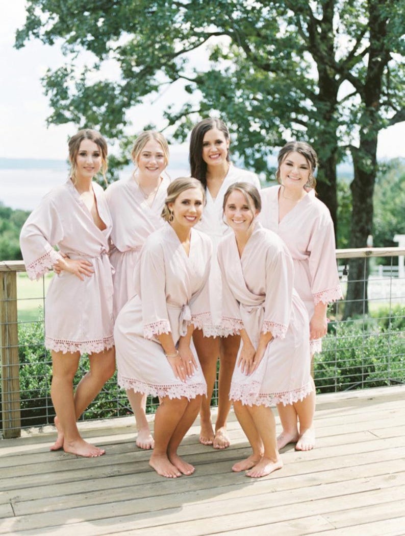 Sage green Bridesmaid Robes, Eucalyptus Bridal Party Getting Ready Robes for Bridesmaids image 15